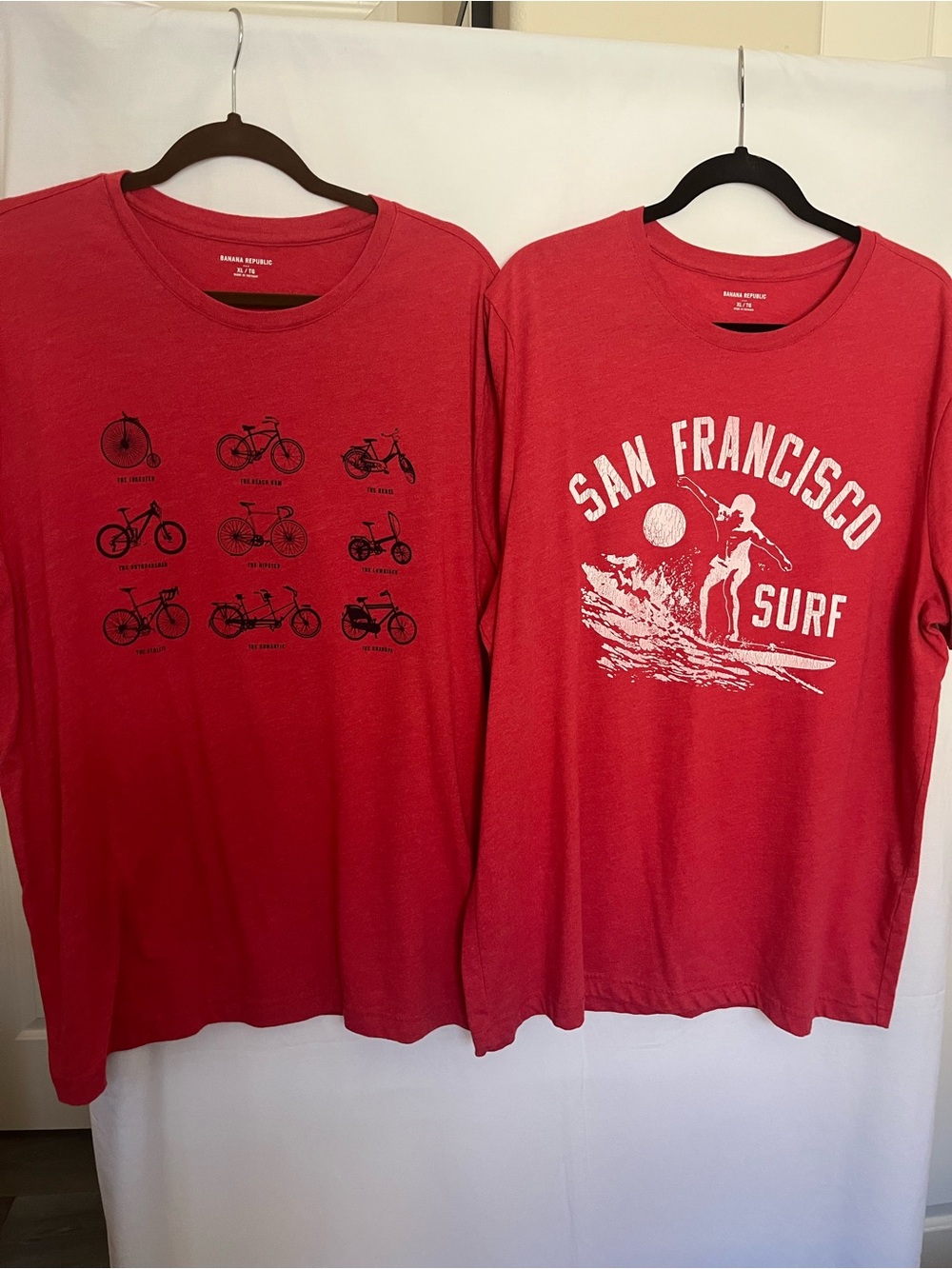 Bundle of Banana Republic Red Graphic Tees — Surf & Bicycle Designs XL